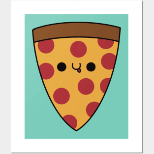 Cute Slice Of Pepperoni Pizza - Kawaii Pepperoni Pizza Posters and Art